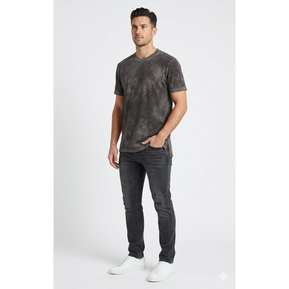 Cotton Citizen Men Presley Tee S Vintage Charcoal Mineral Wash Side Slit T-Shirt